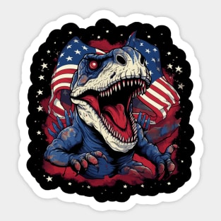 Patriotic Dinosaur Sticker